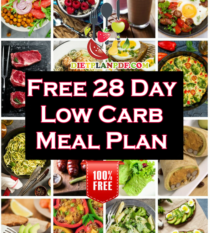 Free 28 Day (4 Week) Low Carb Diet Weight Loss Meal Plan PDF