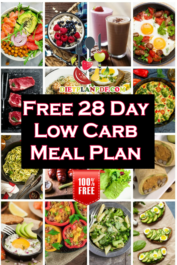 Free 28 Day (4 Week) Low Carb Diet Weight Loss Meal Plan PDF